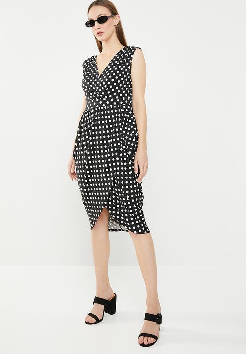 edit - Sleeveless drape dress - black