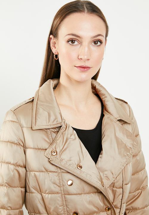 edit - Biker style quilted puffer - beige