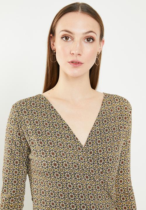 edit - 3/4 Sleeve wrap dress - multi