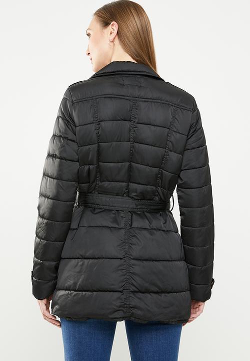 edit - Biker style quilted puffer - black