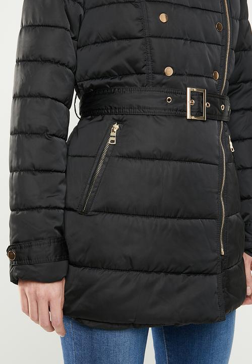 edit - Biker style quilted puffer - black