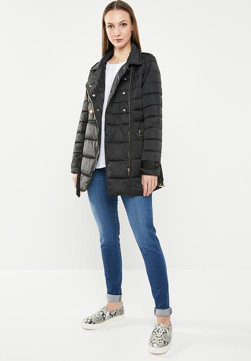 edit - Biker style quilted puffer - black