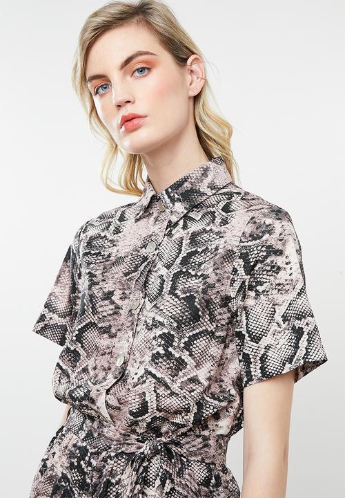 Superbalist - Collared animal print jumpsuit - neutral & black