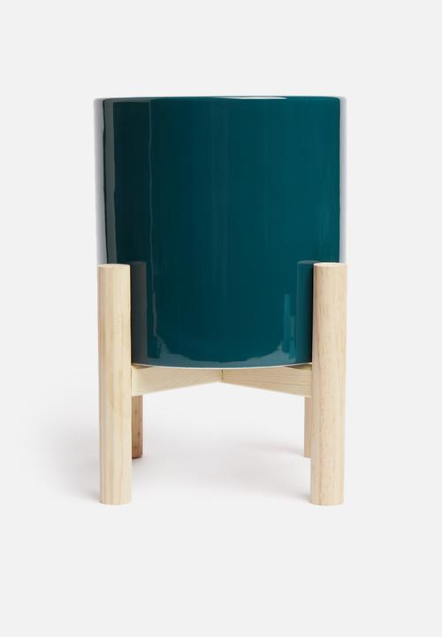 Present Time - Trestle ceramic plant pot - dark blue