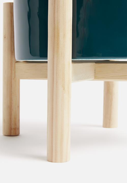 Present Time - Trestle ceramic plant pot - dark blue