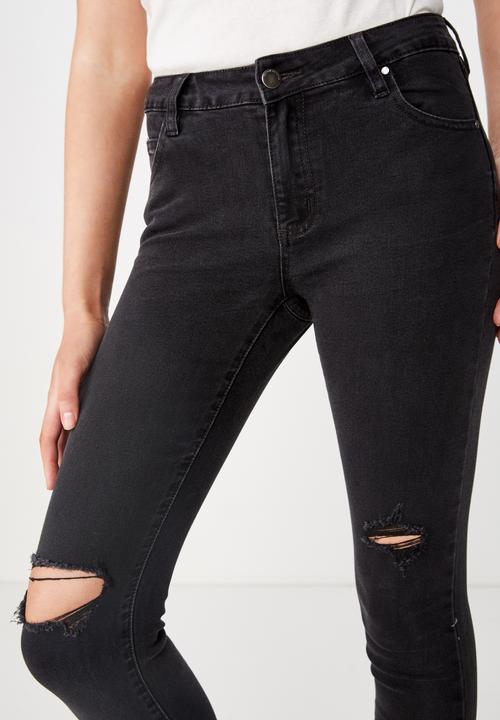 Cotton On - Mid rise grazer skinny jeans  - black