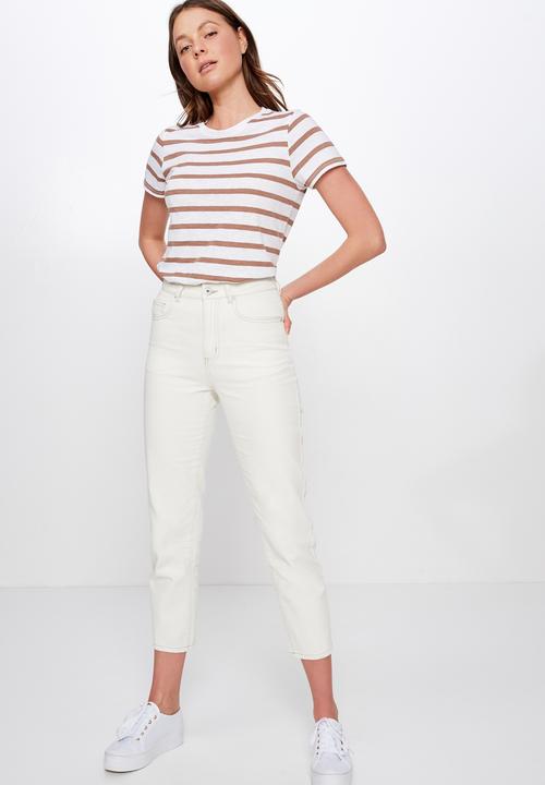 Cotton On - The crew T- shirt  - brown & white 
