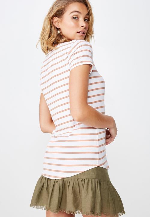 Cotton On - The girlfriend tee  - brown & white 