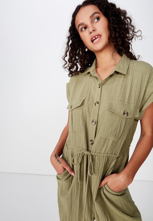 Cotton On - Woven Isabella utility jumpsuit  - green