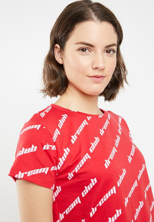 Brave Soul - Crop top and shorts set - red & white