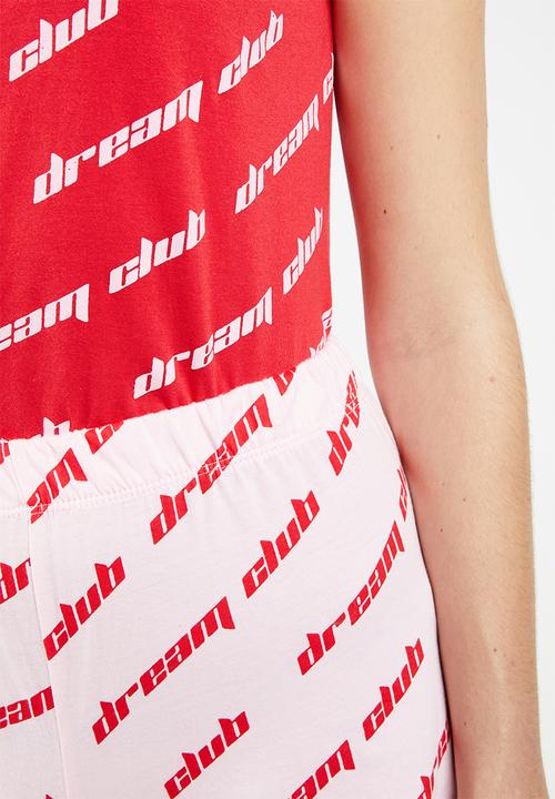 Brave Soul - Crop top and shorts set - red & white
