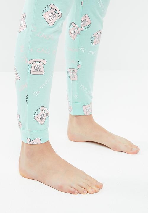 Brave Soul - Don't call me pyjama set - blue & white