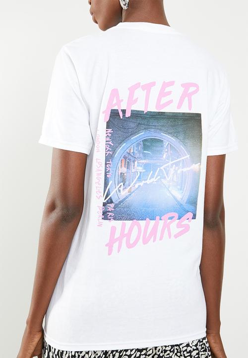 Missguided - After hours back graphic T-shirt - white