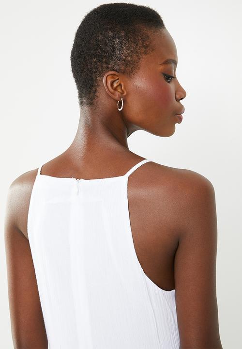 Missguided - Square neck crinkle shift dress - white