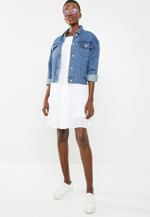 Missguided - Square neck crinkle shift dress - white