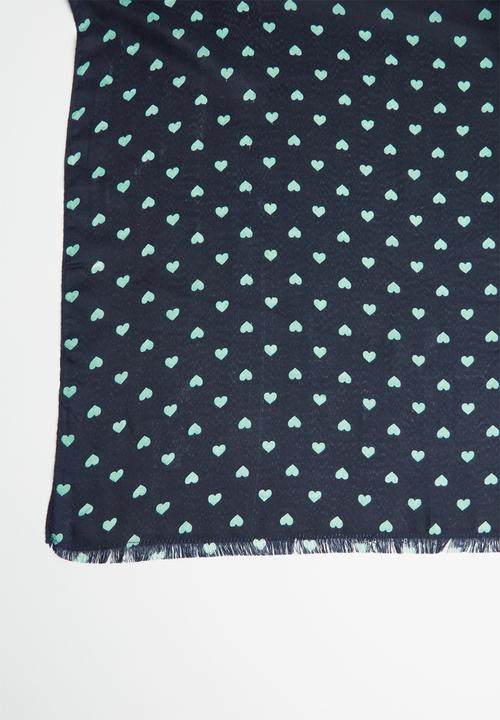 Vero Moda - Hearts long scarf - navy & green