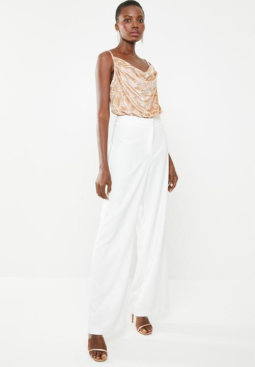 Missguided - Floral devore cowl neck bodysuit - neutral