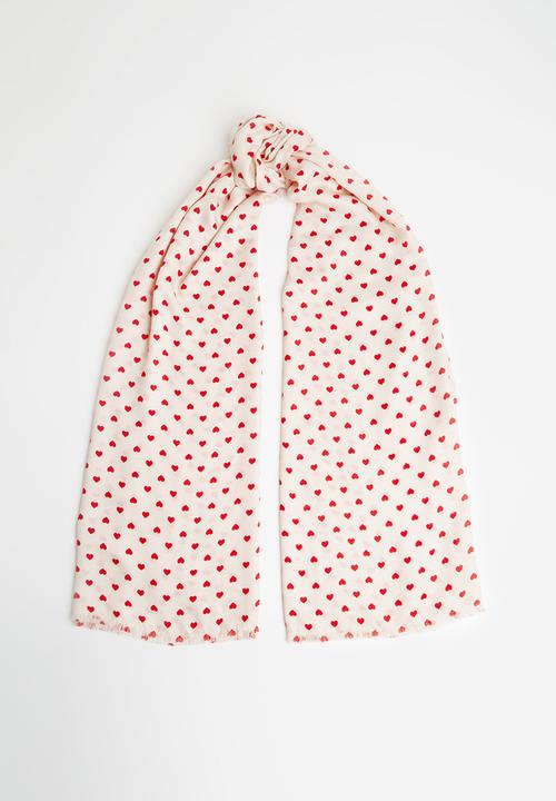 Vero Moda - Hearts long scarf - red & cream