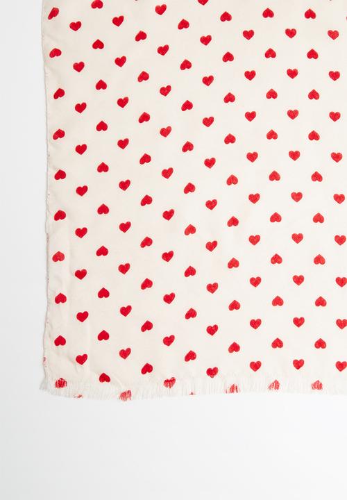 Vero Moda - Hearts long scarf - red & cream