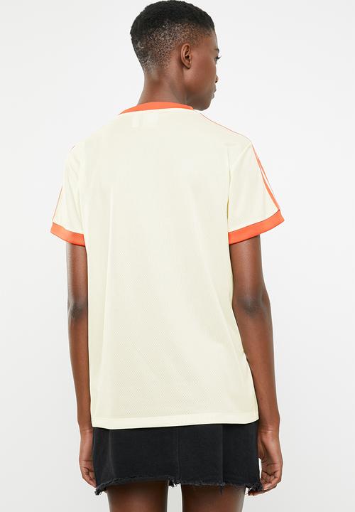 adidas Originals - 3 Adidas stripe tee - orange & cream