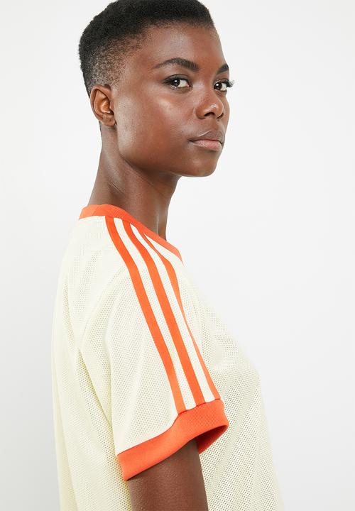 adidas Originals - 3 Adidas stripe tee - orange & cream