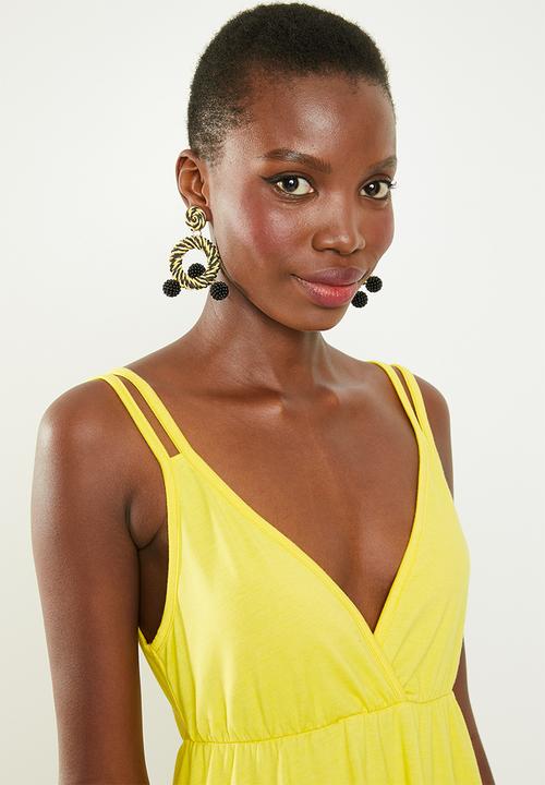 Missguided - Cami double strap frill hem dress - yellow