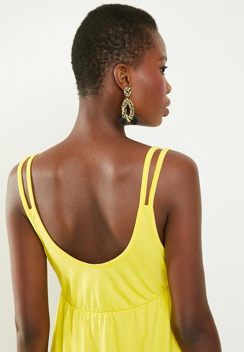 Missguided - Cami double strap frill hem dress - yellow