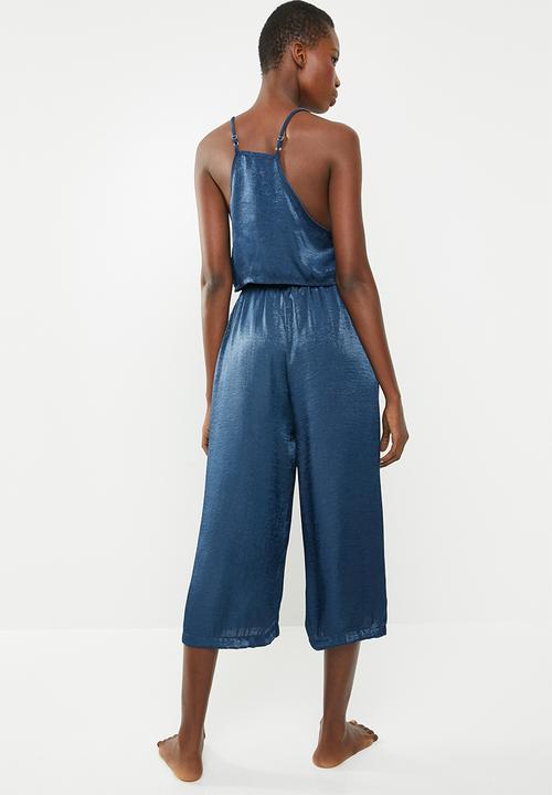 Missguided - Cami cross back culotte pyjama set - navy
