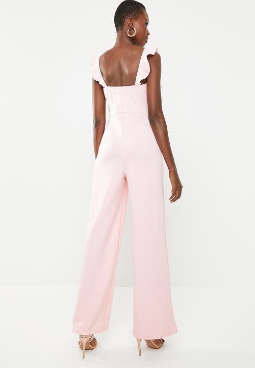 Missguided - Scuba frill jumpsuit - pink