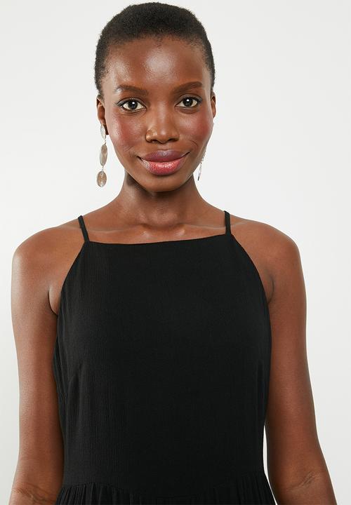 Missguided - Square neck crinkle skater dress - black