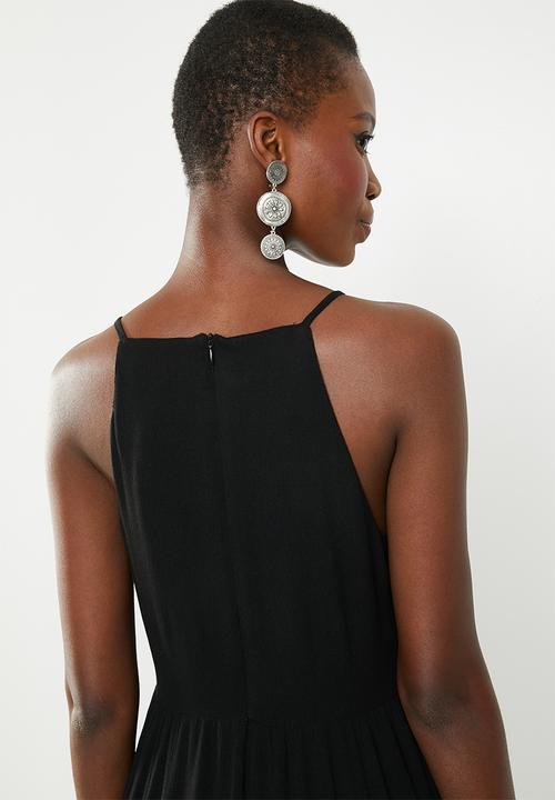 Missguided - Square neck crinkle skater dress - black