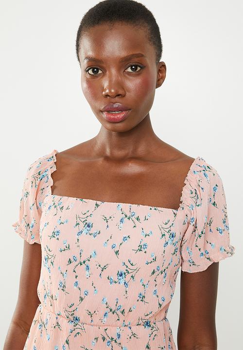 Missguided - Plisse milk maid ditsy floral dress - pink