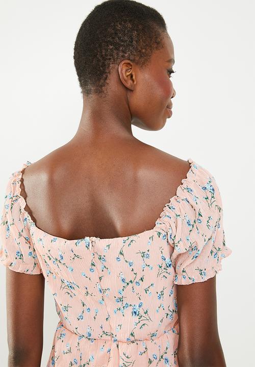 Missguided - Plisse milk maid ditsy floral dress - pink