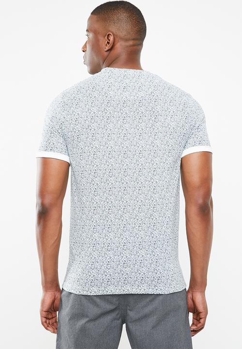 Jack & Jones - Austin short sleeve all over print tee - blue & white