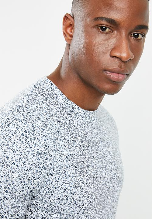 Jack & Jones - Austin short sleeve all over print tee - blue & white
