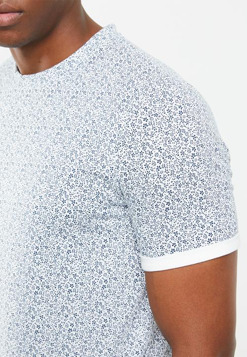 Jack & Jones - Austin short sleeve all over print tee - blue & white