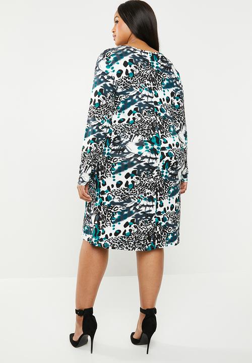 edit Plus - Long sleeve shift dress - multi