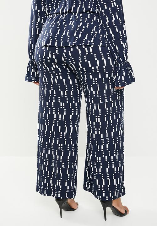 edit Plus - Wide leg pant - navy & white