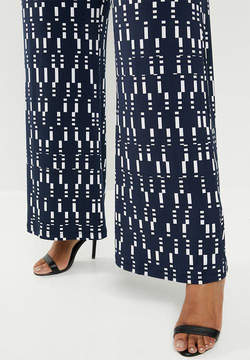 edit Plus - Wide leg pant - navy & white