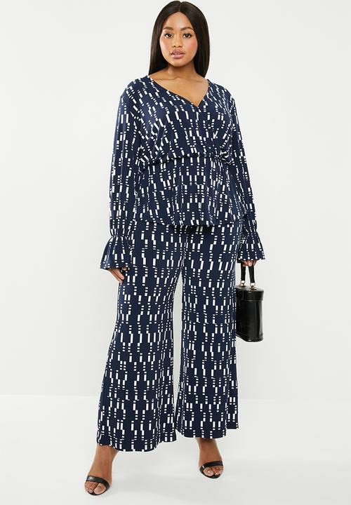 edit Plus - Wide leg pant - navy & white