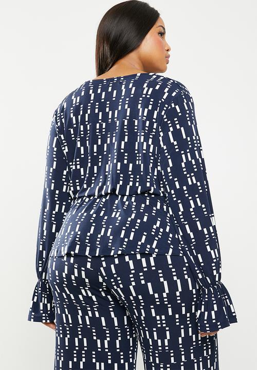 edit Plus - Peplum top - navy & white