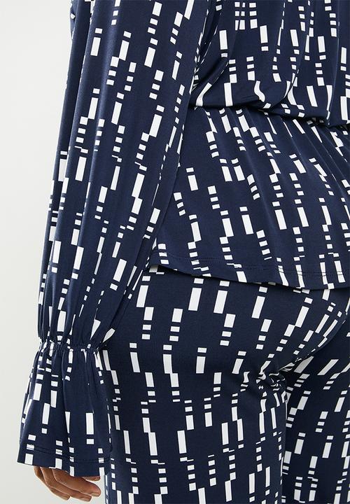edit Plus - Peplum top - navy & white