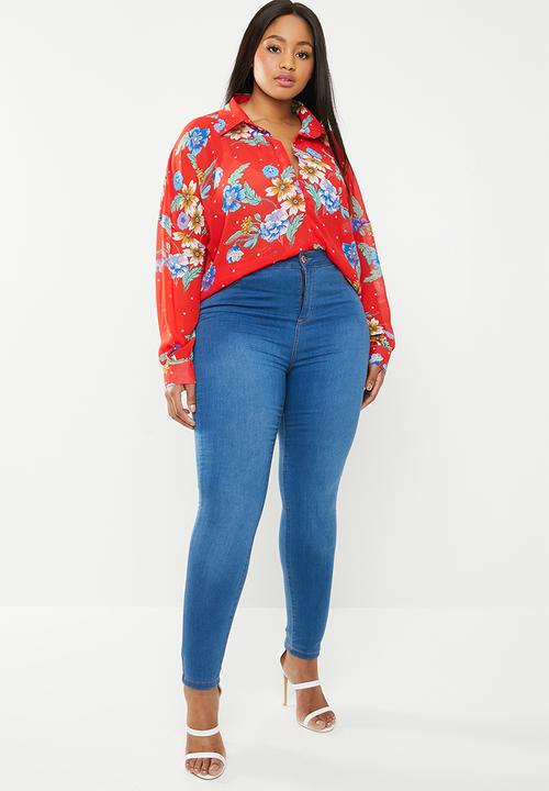 Missguided - Curve chiffon floral print blouse - multi