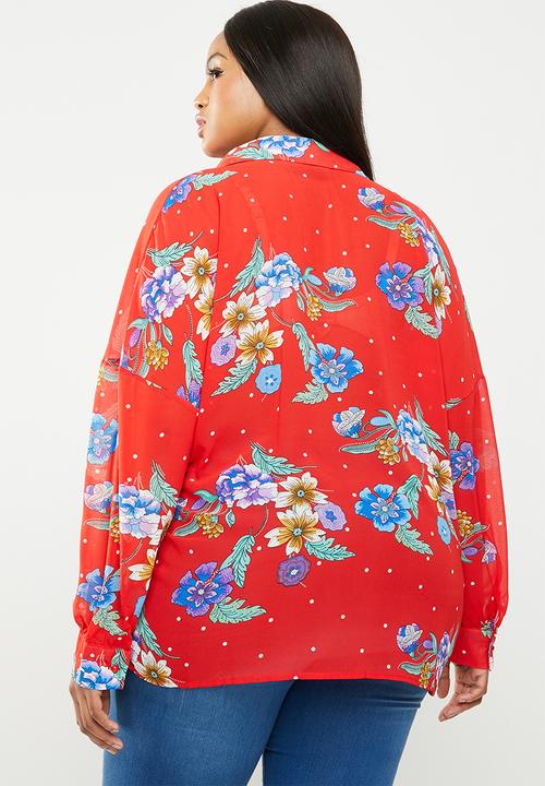 Missguided - Curve chiffon floral print blouse - multi