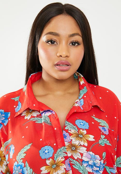 Missguided - Curve chiffon floral print blouse - multi