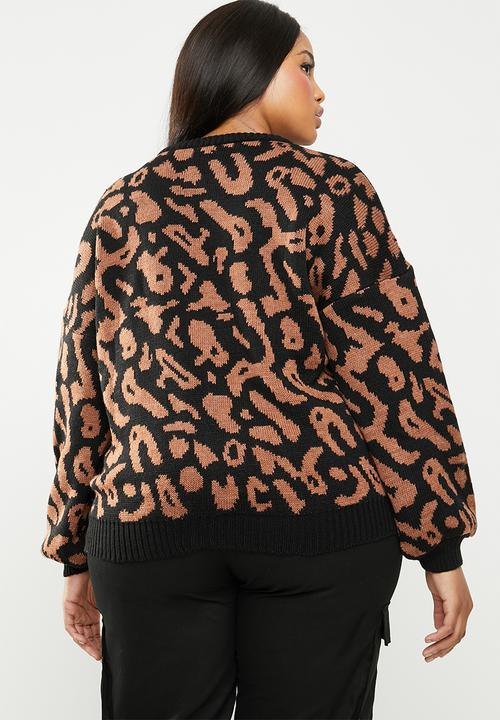 STYLE REPUBLIC PLUS - Zebra print sweater - brown & black