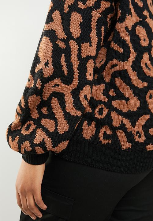 STYLE REPUBLIC PLUS - Zebra print sweater - brown & black