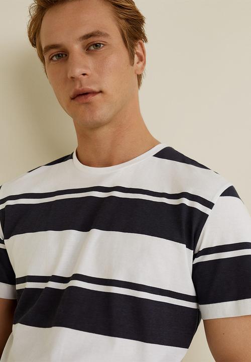 MANGO - Chelsear T-shirt - white & navy 