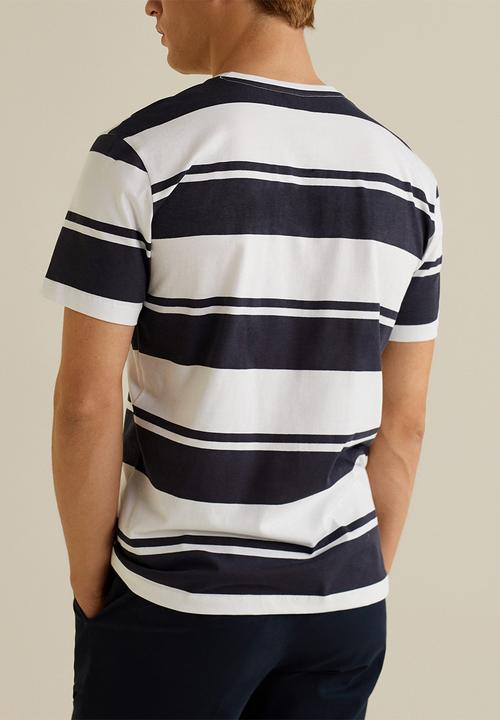 MANGO - Chelsear T-shirt - white & navy 