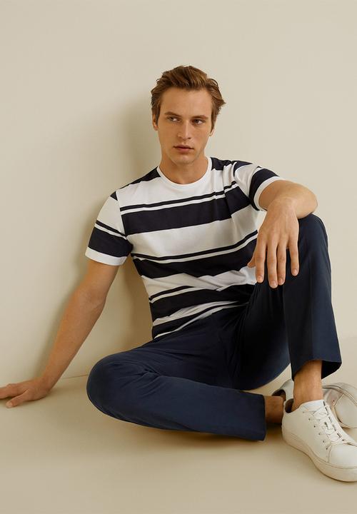 MANGO - Chelsear T-shirt - white & navy 
